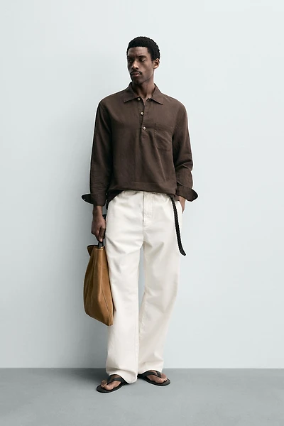 LINEN COTTON BLEND POLO SHIRT