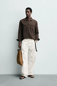 LINEN COTTON BLEND POLO SHIRT