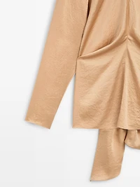 Blouse fluide satinée avec nœud - STUDIO