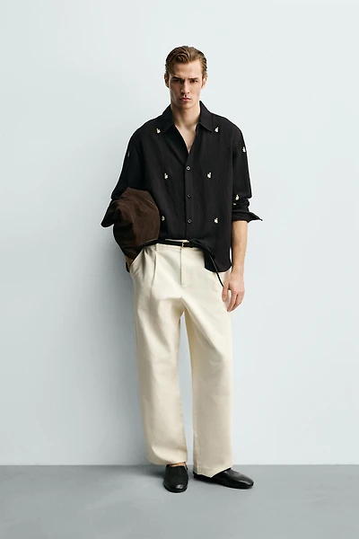 EMBROIDERED FLOWY SHIRT