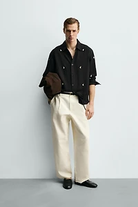 EMBROIDERED FLOWY SHIRT