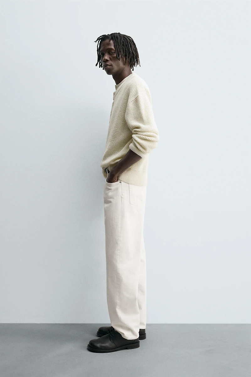 RELAXED FIT BUTTON-NECK SWEATER