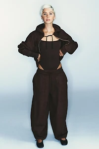 BALLOON RIBBED PANTS