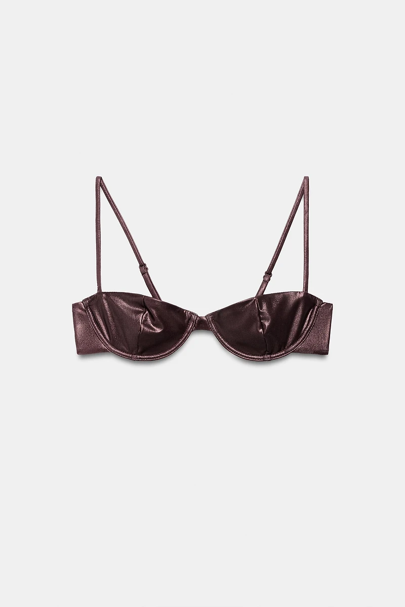 METALLIC EFFECT UNDERWIRE BIKINI TOP