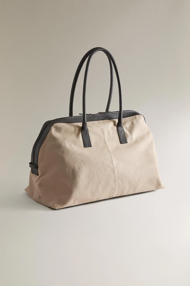 CANVAS LEATHER WEEKENDER BAG