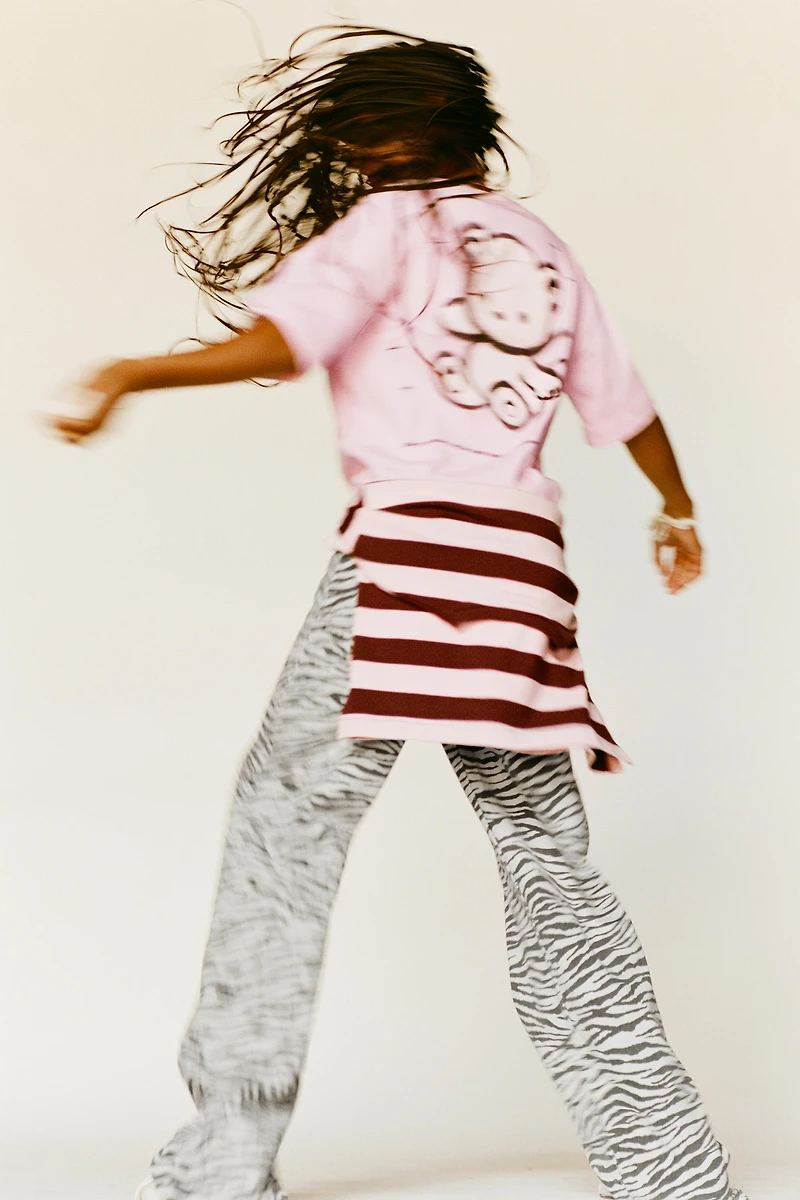 ZEBRA PRINT WIDE LEG JEANS