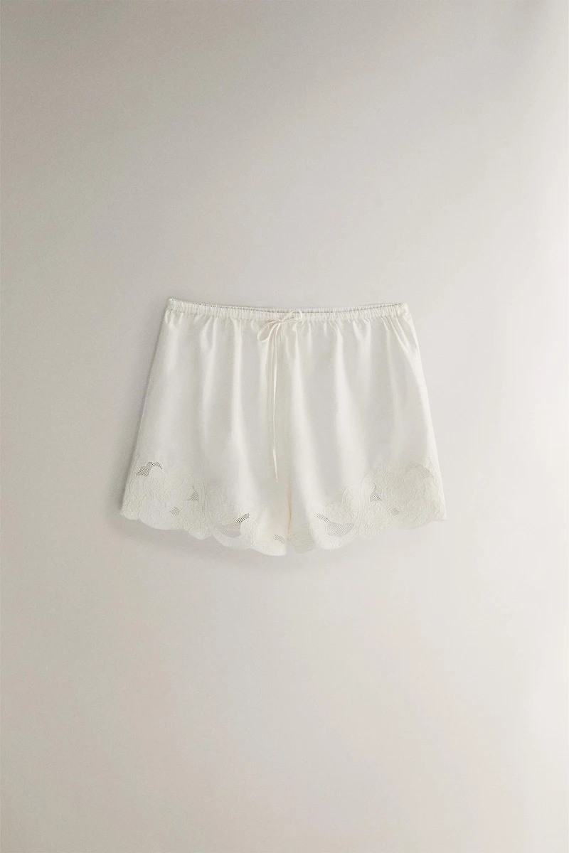 EMBROIDERED COTTON SHORTS