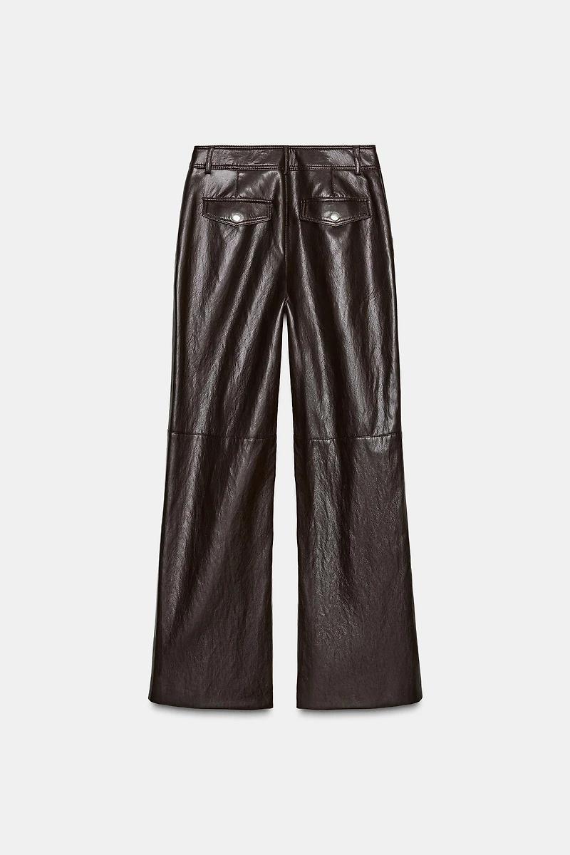 FAUX LEATHER STRAIGHT PANTS