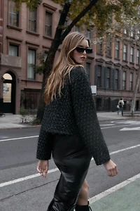 METALLIC THREAD TEXTURED WRAP JACKET