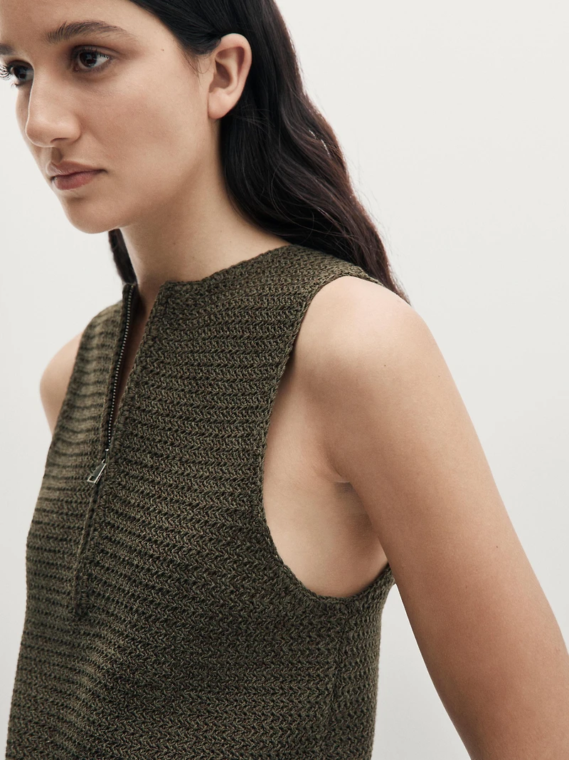 Knit top with zip detail