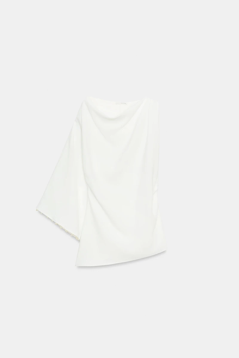 BLOUSE TUNIQUE ASYMÉTRIQUE PERLES