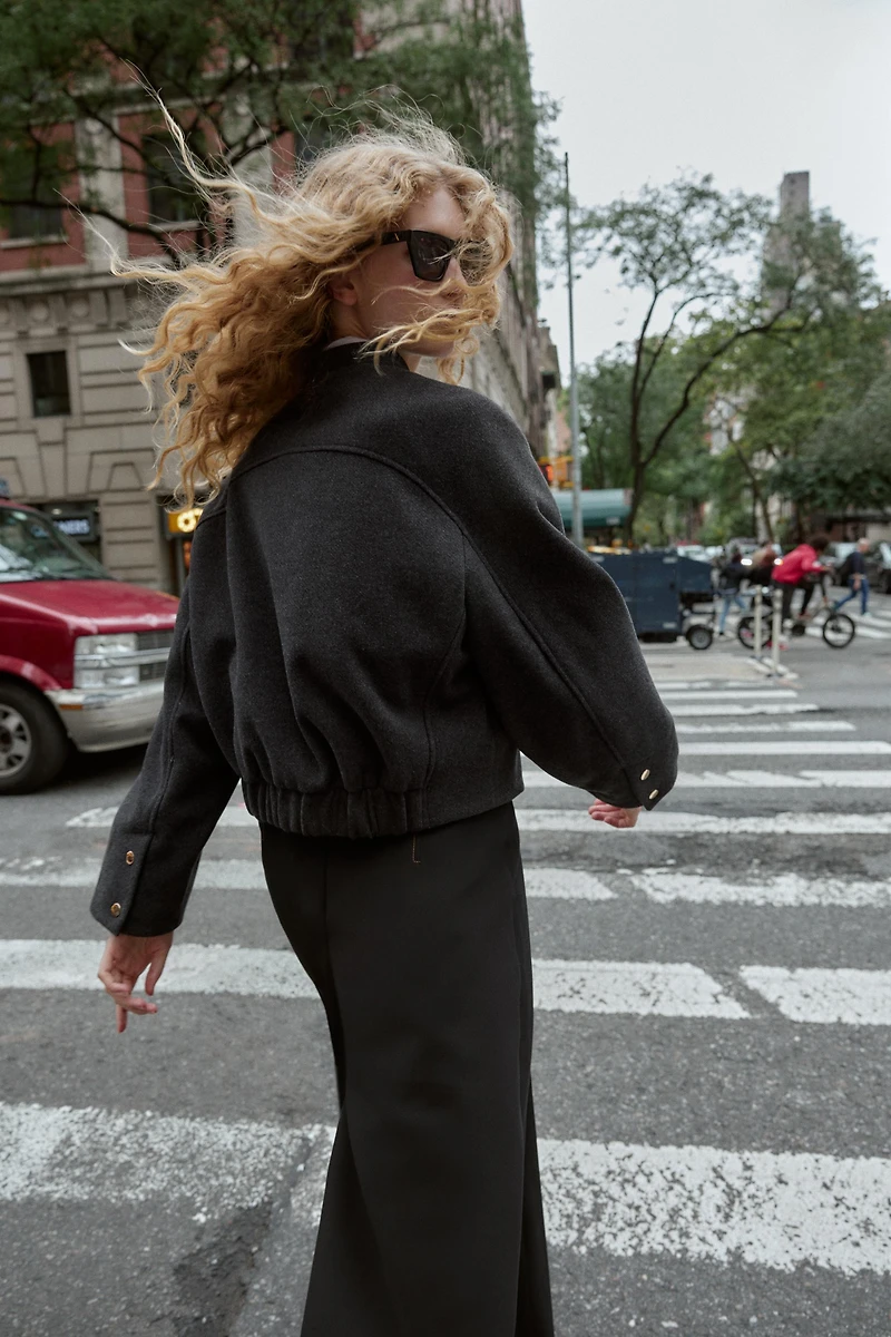 SOFT BOMBER WITH ELASTIC HEM