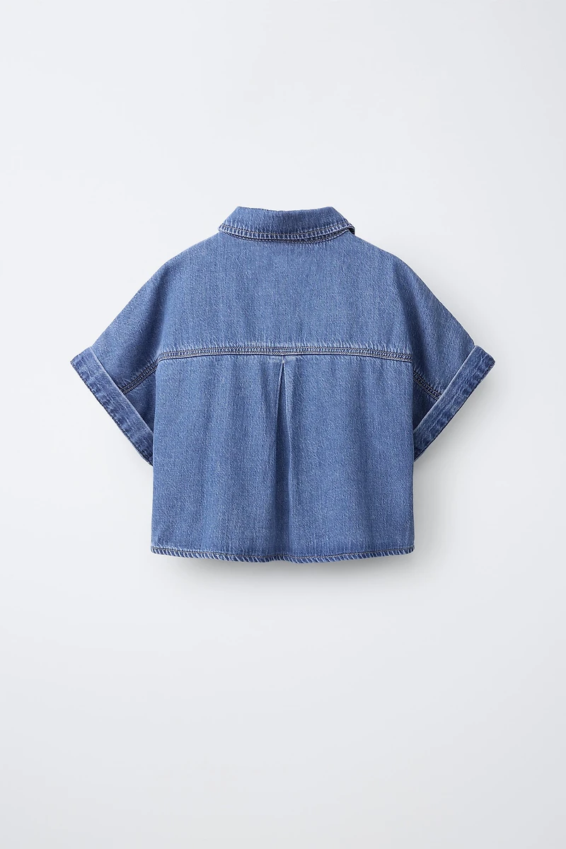 KNOTTED DENIM SHIRT