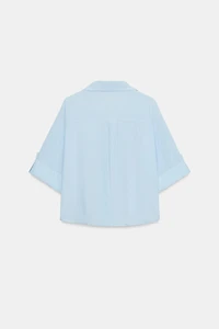 CROPPED LINEN BLEND SHIRT