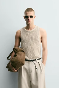 KNIT COTTON LINEN BLEND TANK TOP