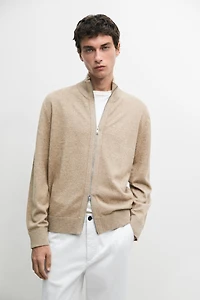Wool blend cardigan with zip detail