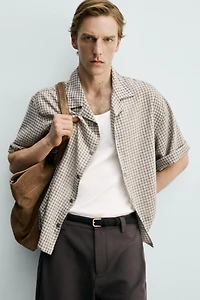 RELAXED FIT PLAID JACQUARD SHIRT