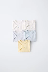 LOT DE CINQ BODYS MANCHES COURTES CITRONS
