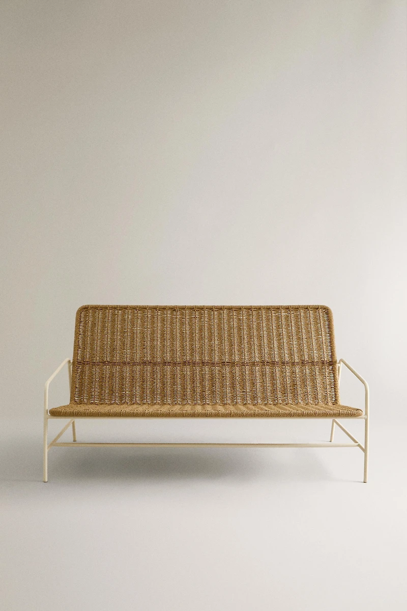 WOVEN OUTDOOR BENCH WITH BACK