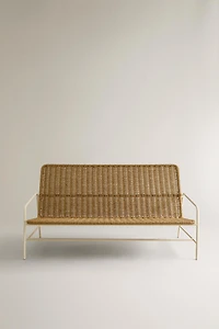 WOVEN OUTDOOR BENCH WITH BACK