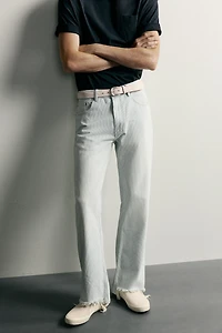 WASHED STRIPED FLARE TROUSERS