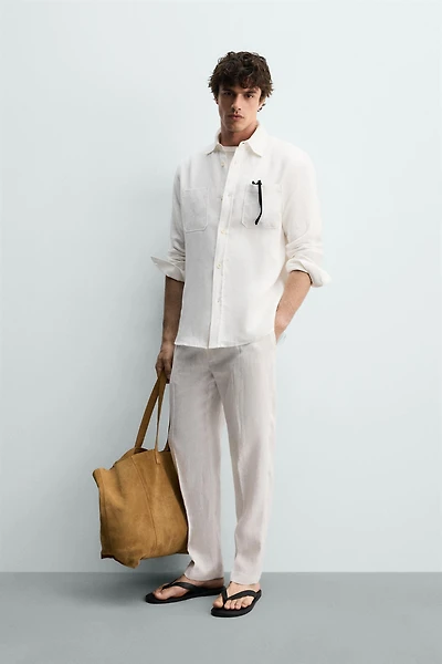 PANTALON REGULAR FIT 100 % LIN