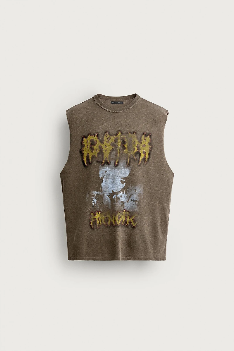 WASHED GRAPHIC KNIT TANK TOP