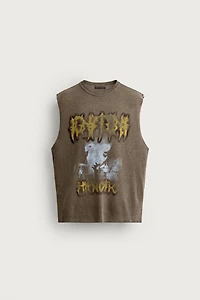 WASHED GRAPHIC KNIT TANK TOP