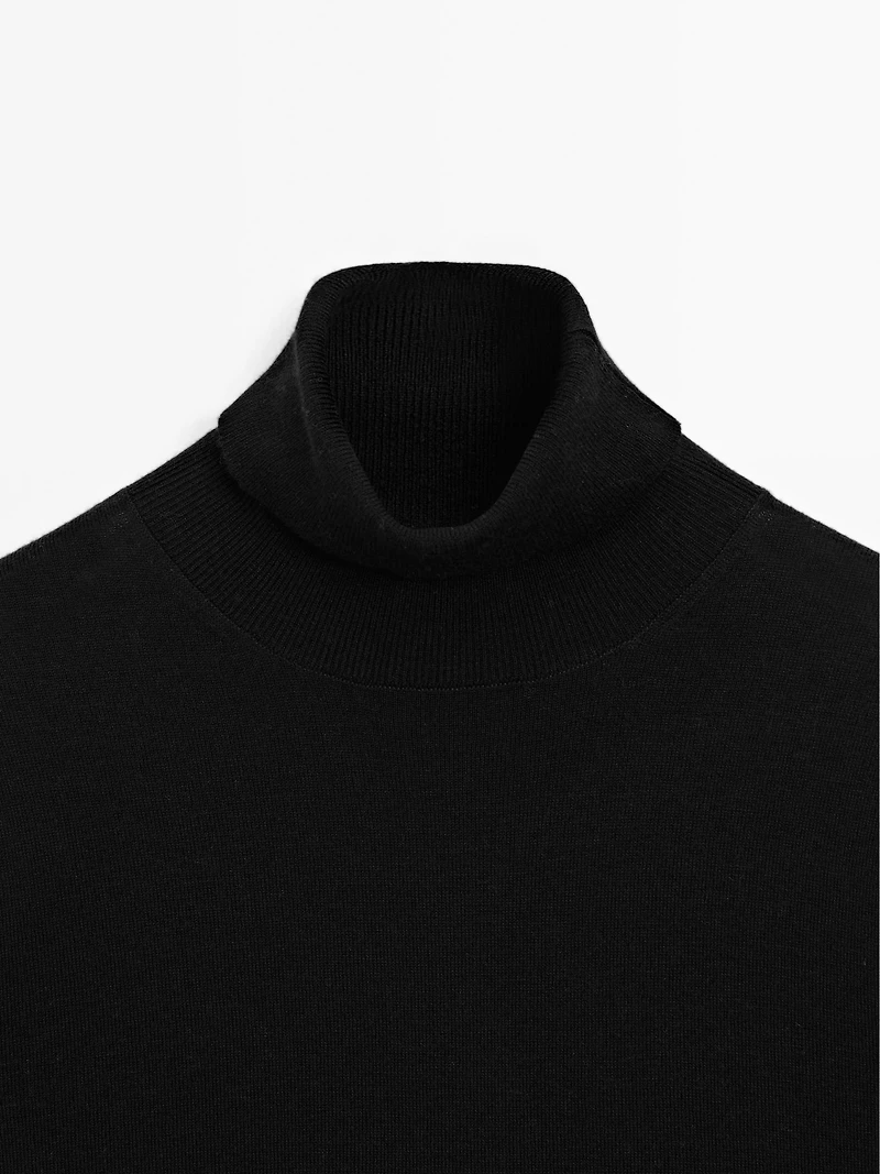 High neck wool blend sweater