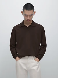 Cotton knit polo sweater