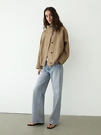 Veste bomber rayée mélange de lin