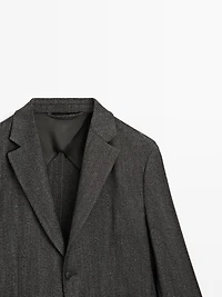 Herringbone wool blend blazer