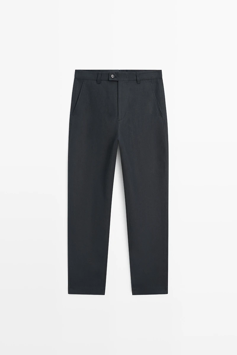 Straight-leg linen pants