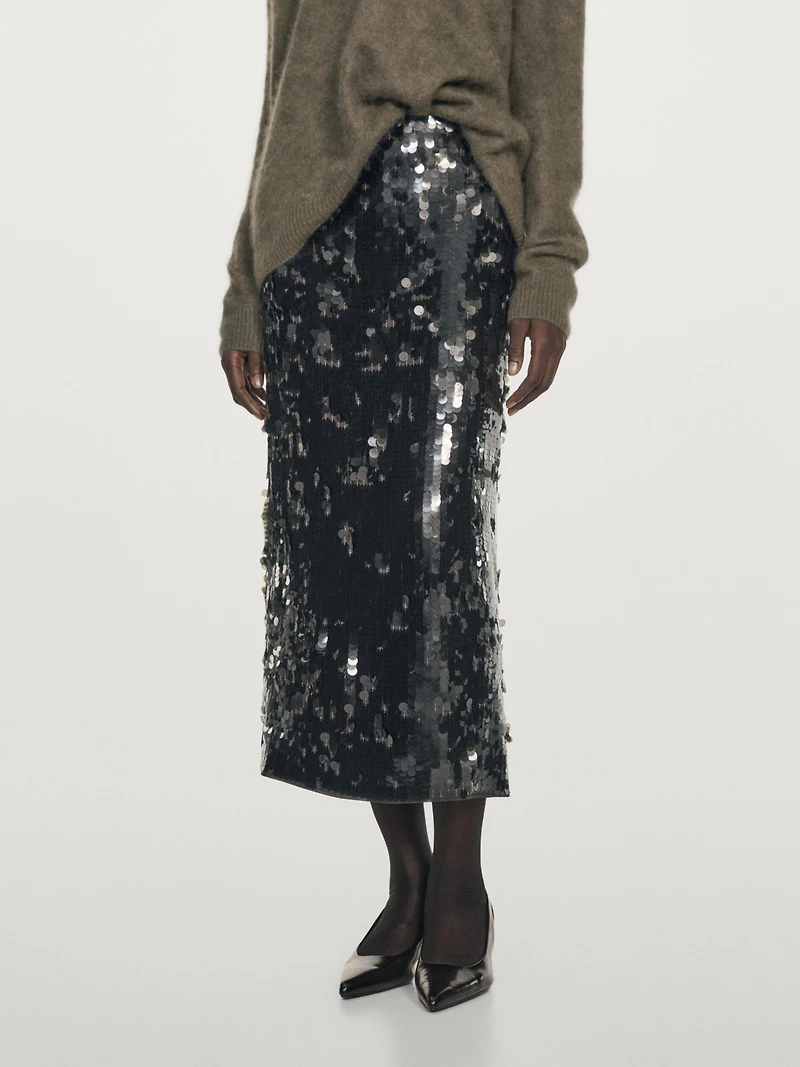 Midi skirt with sequins