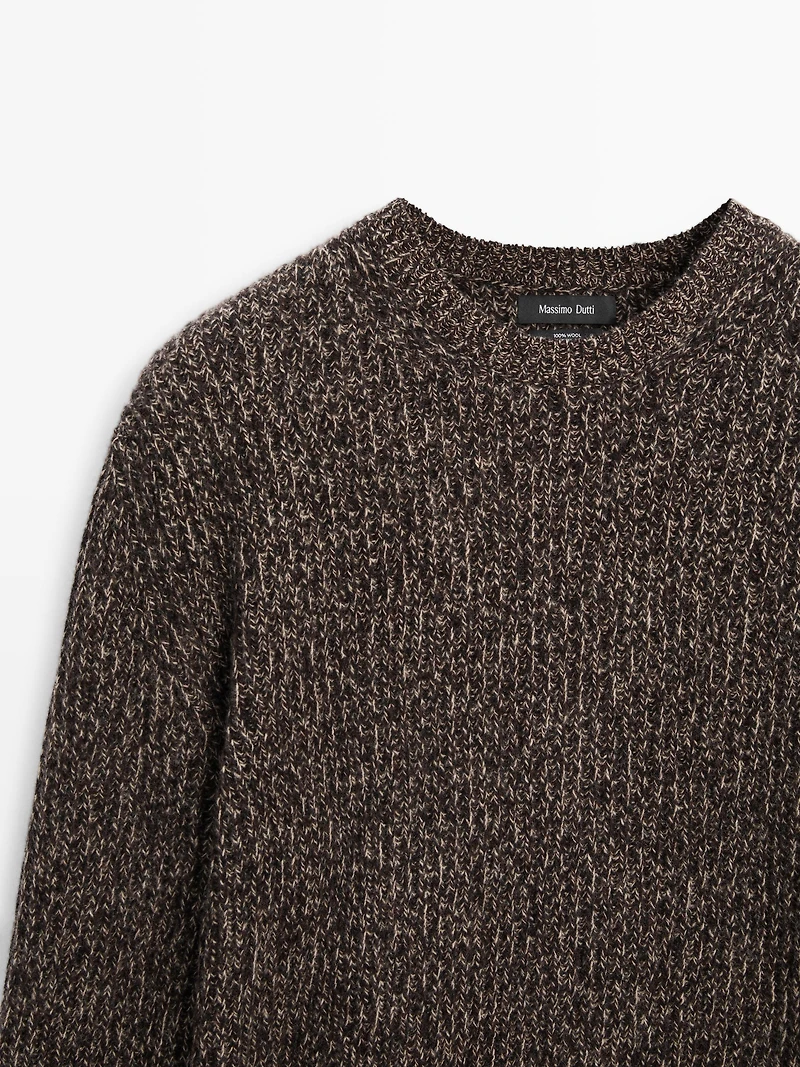 Pull col rond 100 % laine