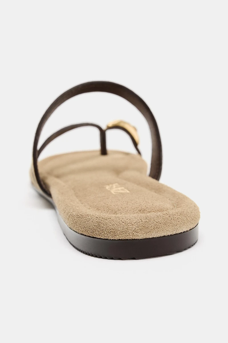 FLAT SUEDE SANDALS WITH APPLIQUÉ