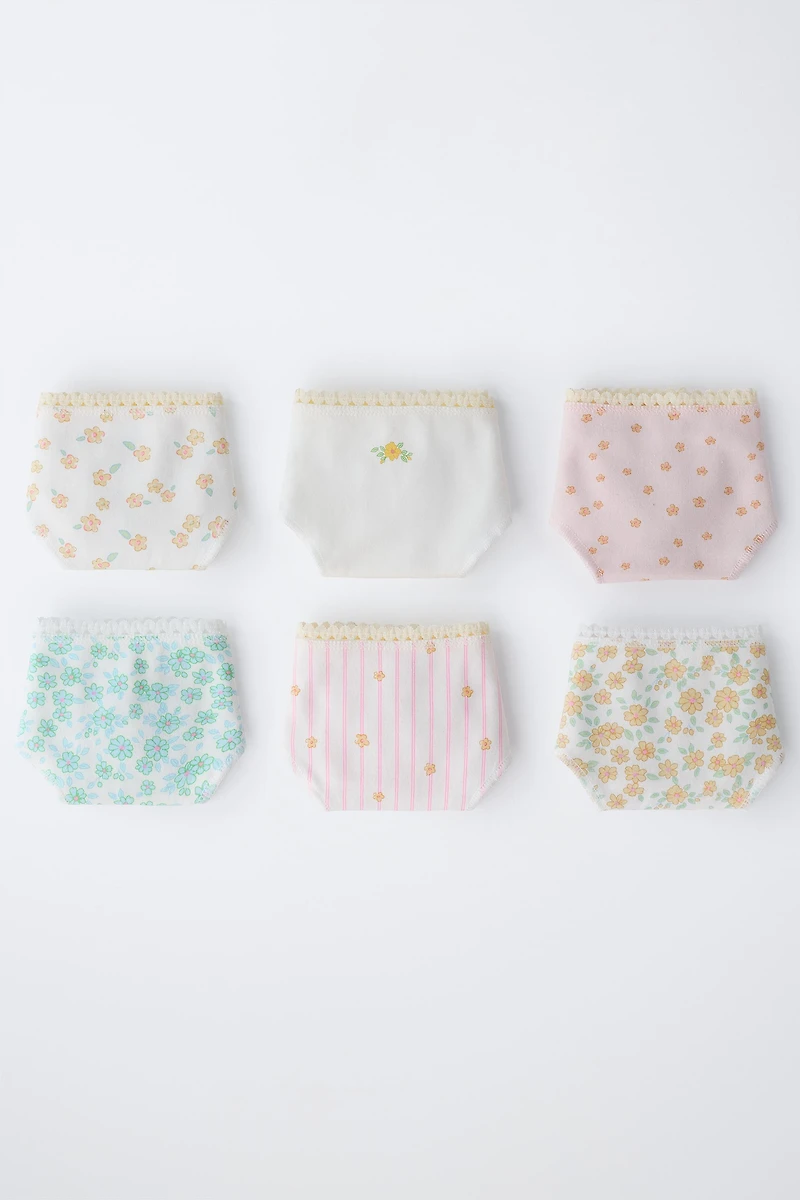 AGES 6-14 / SIX-PACK OF FLORAL UNDERWEAR