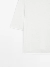 Short sleeve linen knit sweater