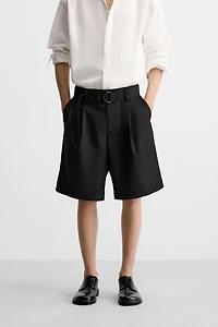 BELTED WIDE FIT BERMUDA SHORTS