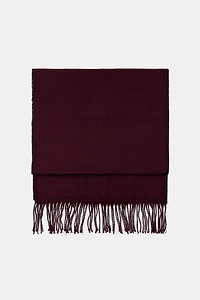 CONTRASTING HERRINGBONE FRINGED SCARF