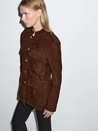 Suede leather safari jacket