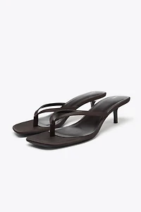 SATIN KITTEN HEEL SANDALS
