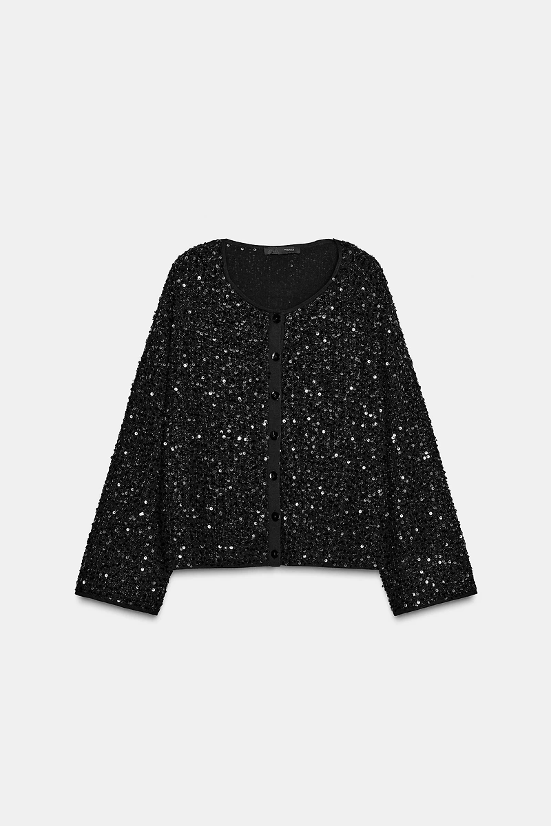 SEQUIN KNIT CARDIGAN