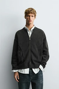 WASHED KNIT BOMBER JACKET