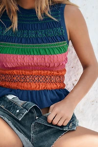 SMOCKED KNIT TOP