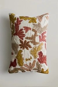 HOUSSE DE COUSSIN BRODERIE FEUILLES