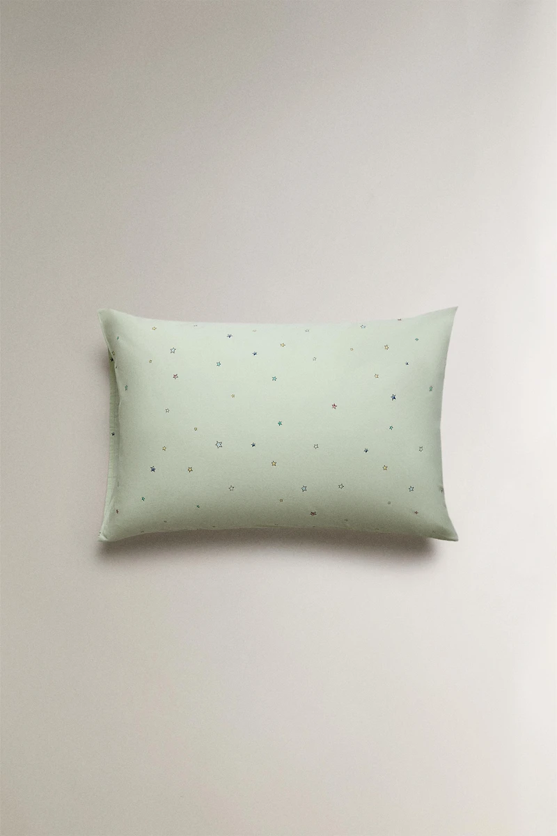 KIDS' STAR PRINT COTTON PILLOWCASE