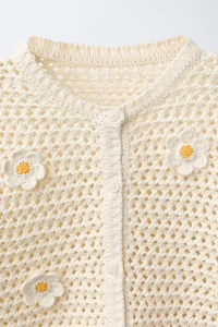 GILET EN MAILLE MARGUERITES CROCHET