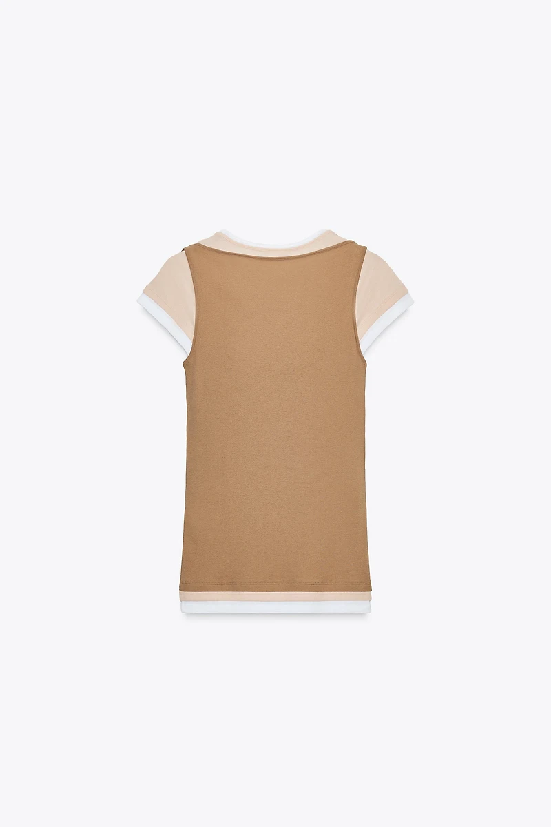 T-SHIRT SUPERPOSITION CONTRASTE