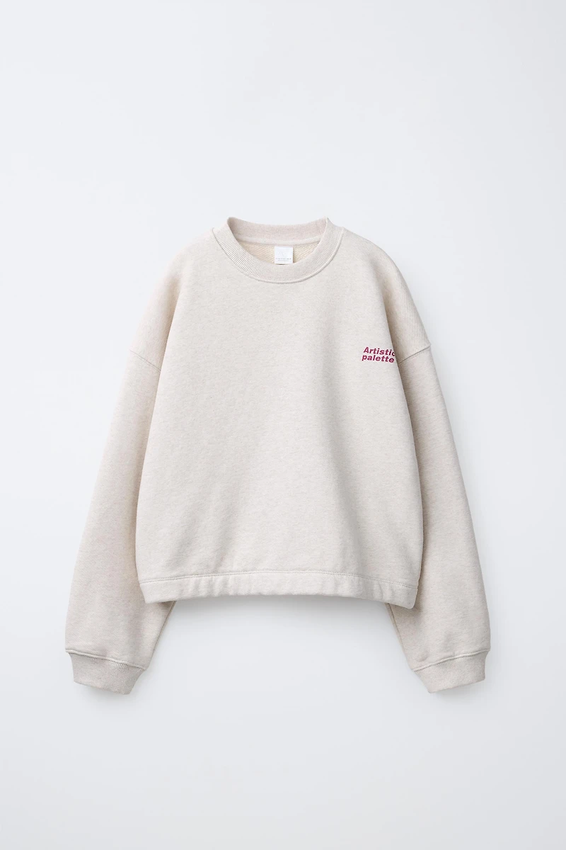 SWEATSHIRT AND PLUSH PANTS SET WITH TEXT PRINT